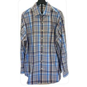 Peter Millar Plaid Long Sleeves Button Up Shirt XL